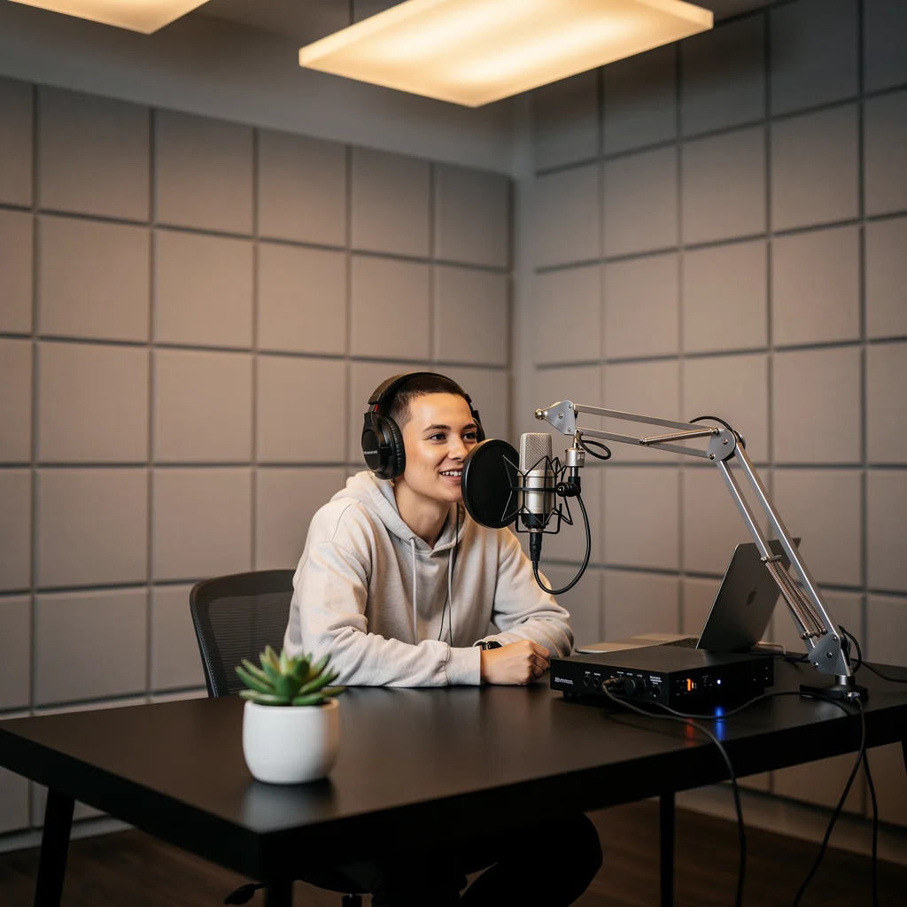 Professional podcast audio recording setup